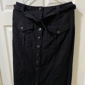 Sezane Black  Size EU 44/US 10.5 Buttoned Up with Belt Skirt.